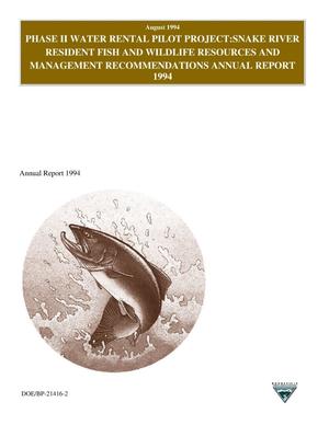 Primary view of object titled 'Phase II Water Rental Pilot Project: Snake River Resident Fish and Wildlife Resources and Management Recommendations.'.