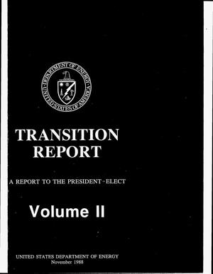 Transition report, United States Department of Energy: A report to the President-Elect. Volume 2
