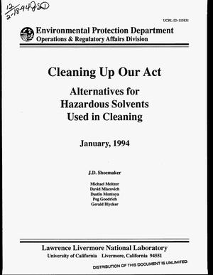 Cleaning up our act: Alternatives for hazardous solvents used in cleaning