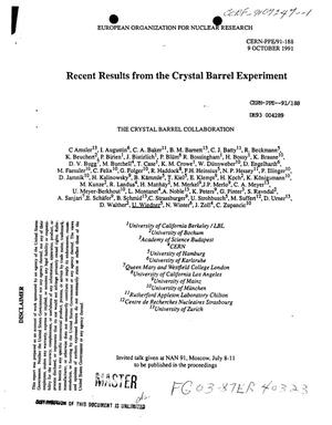 Recent results from the Crystal Barrel experiment