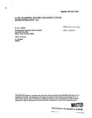 Late washing filter cleaning cycle demonstration