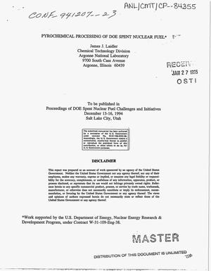 Pyrochemical processing of DOE spent nuclear fuel