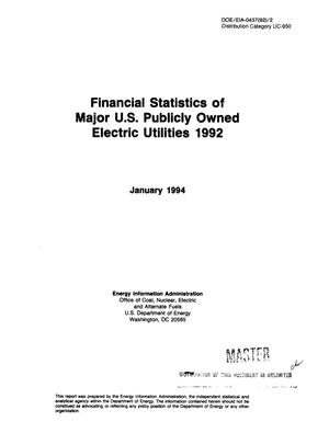 Financial statistics of major US publicly owned electric utilities 1992