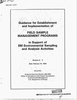 Guidance for establishment and implementation of field sample management programs in support of EM environmental sampling and analysis activities