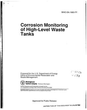 Corrosion monitoring of high-level waste tanks