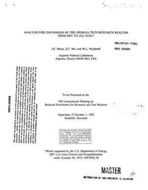 Analyses for conversion of the Georgia Tech Research Reactor from HEU to LEU fuel