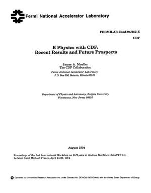 B physics with CDF: Recent results and future prospects