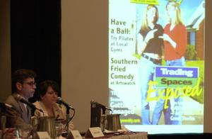 [Jim Lenahan and Laura Gordon giving a presentation at a TDNA conference]