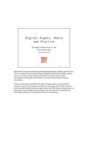 Primary view of object titled 'Digital Rights, Media and Practice: The Right to Bear Arms in the Information Age'.