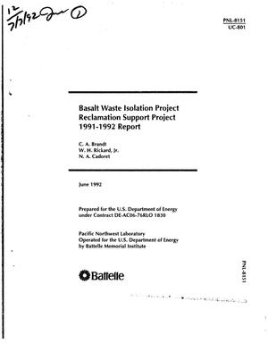 Basalt Waste Isolation Project Reclamation Support Project:. 1991--1992 Report