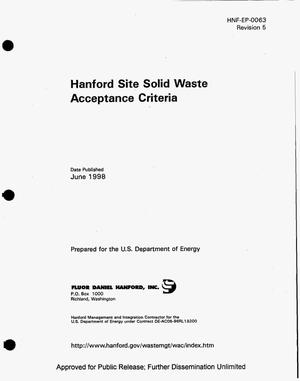Primary view of object titled 'Hanford Site solid waste acceptance criteria'.