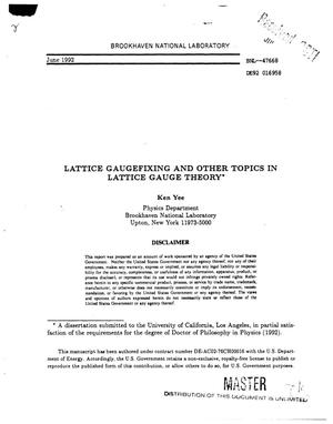 Lattice gaugefixing and other optics in lattice gauge theory