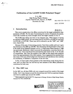 Calibration of the LAMPF E-960 polarized target