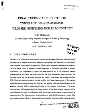 Crossed Sightline ECE Diagnostics. Final Technical Report