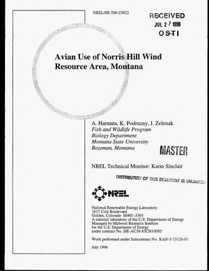 Avian use of Norris Hill Wind Resource Area, Montana
