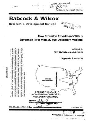 Flow excursion experiments with a Savannah River Mark 22 fuel assembly mockup. Volume 2, Test program and results: Appendix B, Part 4