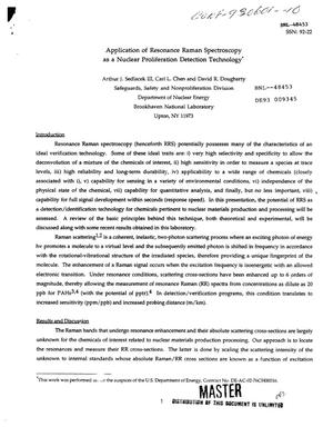 Application of resonance Raman spectroscopy as a nuclear proliferation detection technology