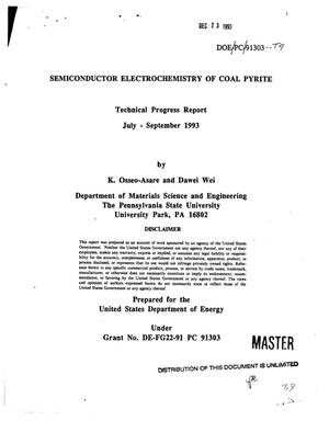 Semiconductor electrochemistry of coal pyrite. Quarterly technical progress report, July--September 1993