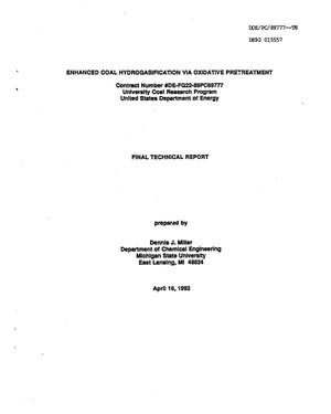 Primary view of object titled 'Enhanced coal hydrogasification via oxidative pretreatment. Final technical report'.