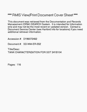 Tank characterization report for single-shell tank 241-B-104