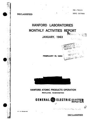 Hanford Laboratories monthly activities report, January 1963