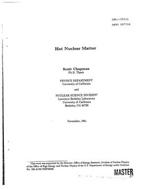 Hot nuclear matter