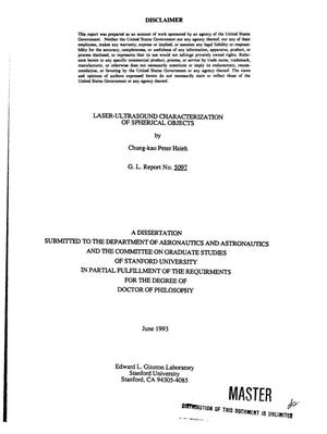 Laser-ultrasound characterization of spherical objects. G.L. report No. 5097