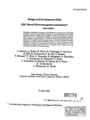 Design and development of the SDC barrel electromagnetic calorimeter