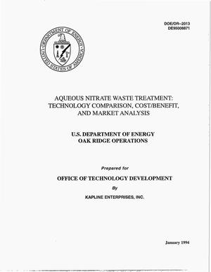 Aqueous nitrate waste treatment: Technology comparison, cost/benefit, and market analysis