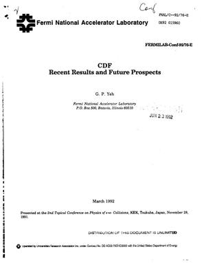 CDF: Recent results and future prospects