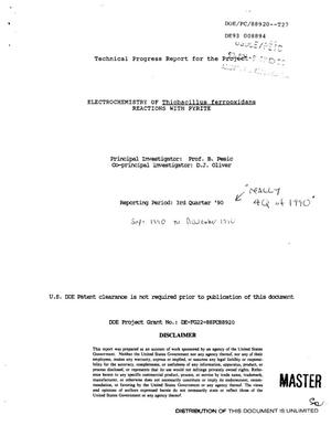 Effect of thiamine hydrochloride on the redox reactions of iron at pyrite surface. [Fourth quarterly techical progress report, September 1990--November 1990]