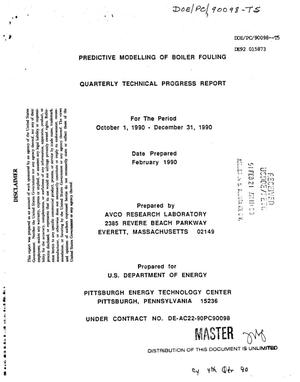 Predictive modelling of boiler fouling. Quarterly technical progress report, October 1, 1990--December 31, 1990