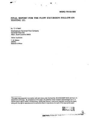 Primary view of object titled 'Final report for the flow excursion follow-on testing'.