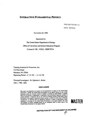 Interactive fundamental physics. [Final report], April 15, 1992--November 14, 1992