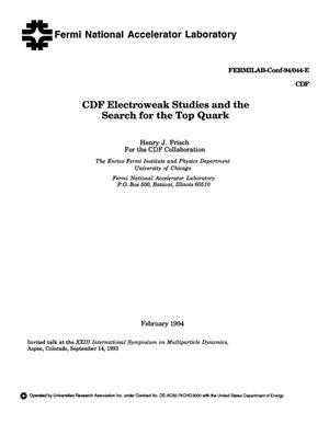 Primary view of object titled 'CDF electroweak studies and the search for the top quark'.