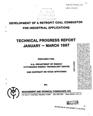 Development of a retrofit coal combustor for industrial applications. Technical progress report, January--March 1987