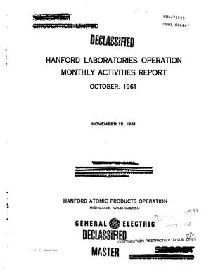 Hanford Laboratories Operation Monthly Activities Report: October 1961