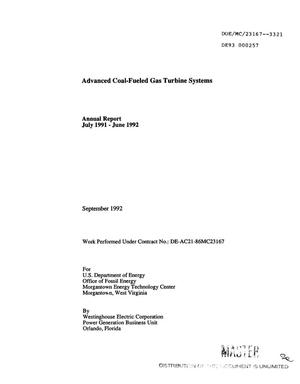 Advanced coal-fueled gas turbine systems. Annual report, July 1991--June 1992