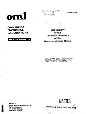 Bibliography of the technical literature of the Materials Joining Group, 1951--1991