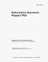 Report: Performance assurance program plan
