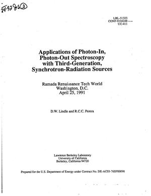 Applications of photon-in, photon-out spectroscopy with third-generation, synchrotron-radiation sources