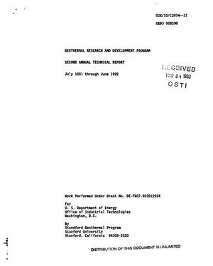 Geothermal research and development program. Second annual technical report, July 1, 1991--June 30, 1992