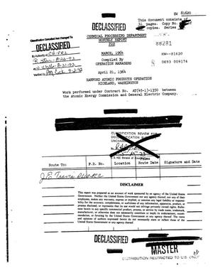 Chemical Processing Department Monthly Report: March 1964