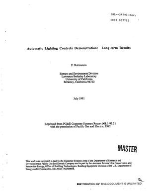 Automatic lighting controls demonstration: Long-term results. Final report, July 1991