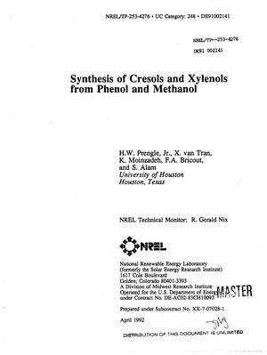 Synthesis of cresols and xylenols from phenol and methanol