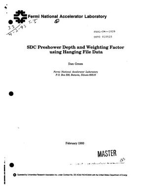 SDC preshower depth and weighting factor using hanging file data