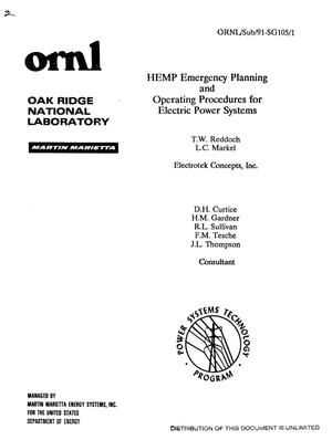 HEMP emergency planning and operating procedures for electric power systems. Power Systems Technology Program