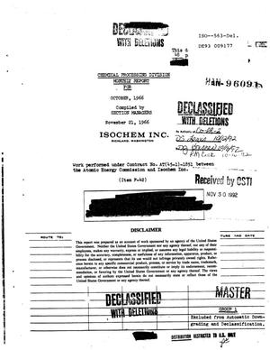 Chemical Processing Division monthly report, October 1966