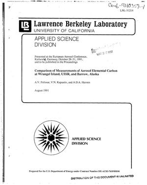 Comparison of measurements of aerosol elemental carbon at Wrangel Island, USSR, and Barrow, Alaska