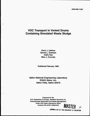 VOC transport in vented drums containing simulated waste sludge